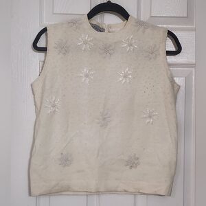 Vtg Marshall Field & Co Beaded Angora Sweater Top Hand Made In Hong Kong